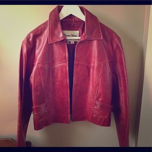 Vintage Pioneer Wear Red Leather Jacket